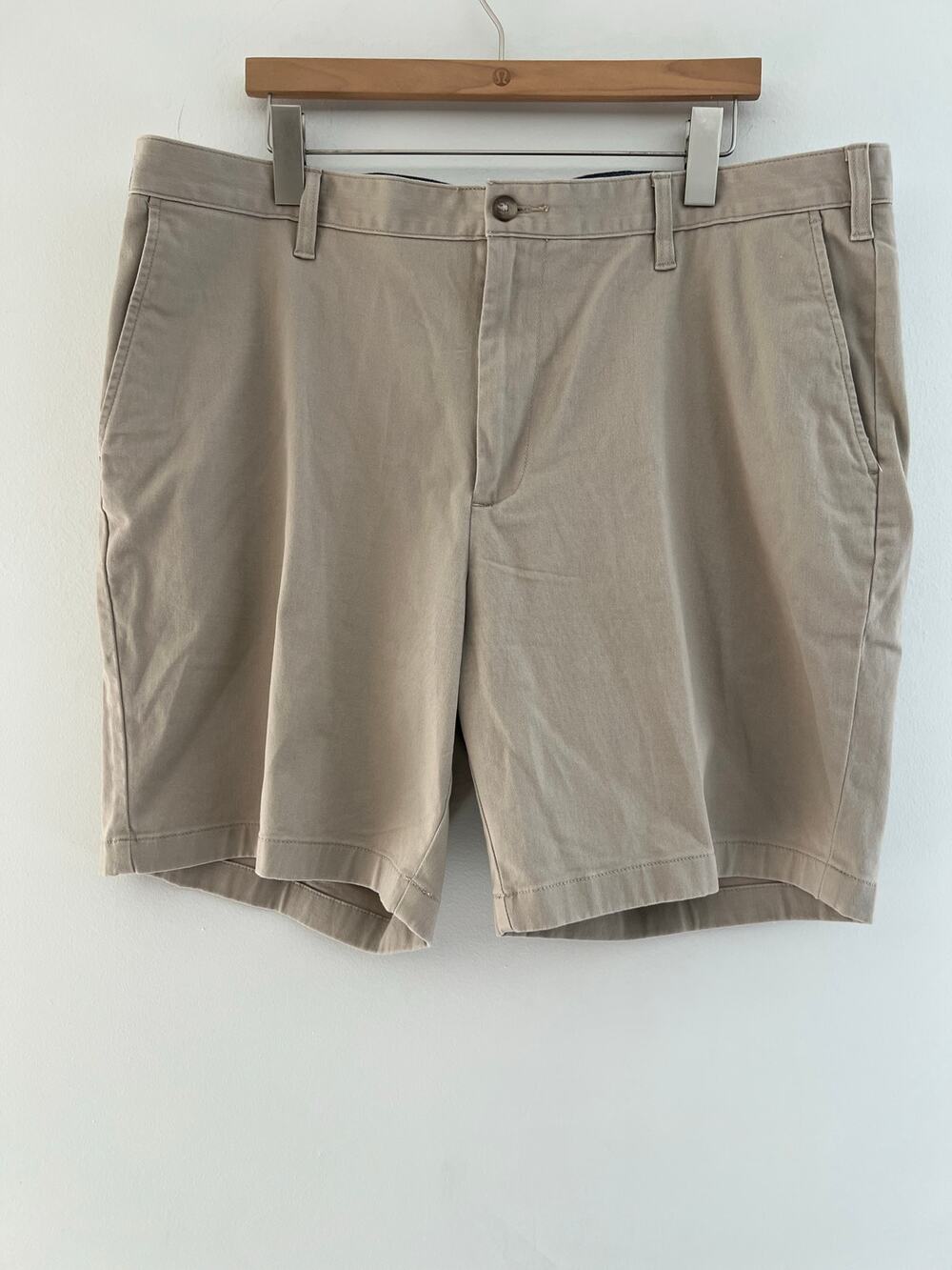 Nautica The Deck Short Classic Fit w Stretch Khaki Chinos Flat Front Size 40 SG